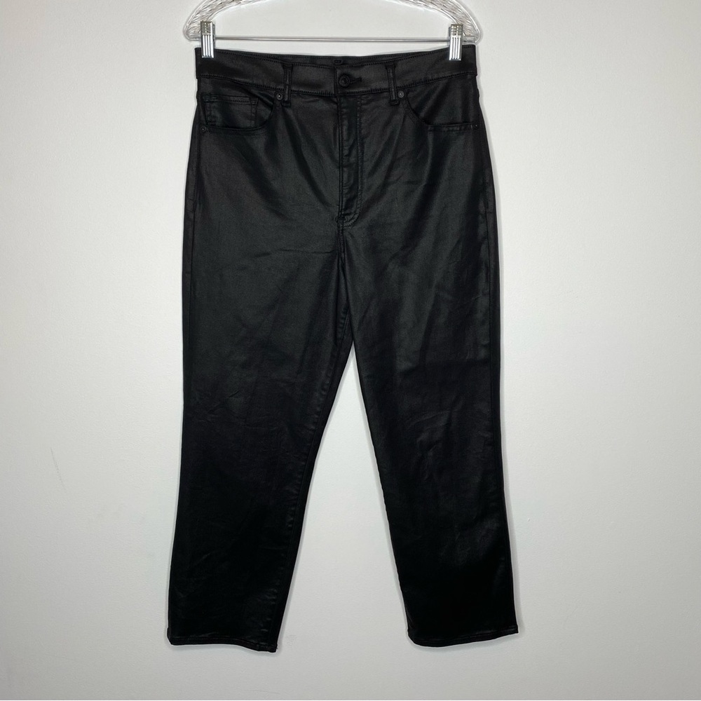 Express Black Coated Straight Leg Super High Rise Jeans